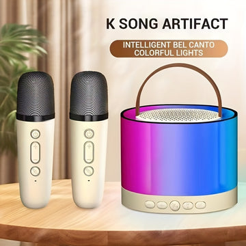 Equipo de karaoke con dos micrófonos inalámbricos y altavoces móviles LED, ideal para regalos de Navidad y Halloween, canto familiar, reuniones en casa, iluminación ambiental multicolor, obsequios festivos
