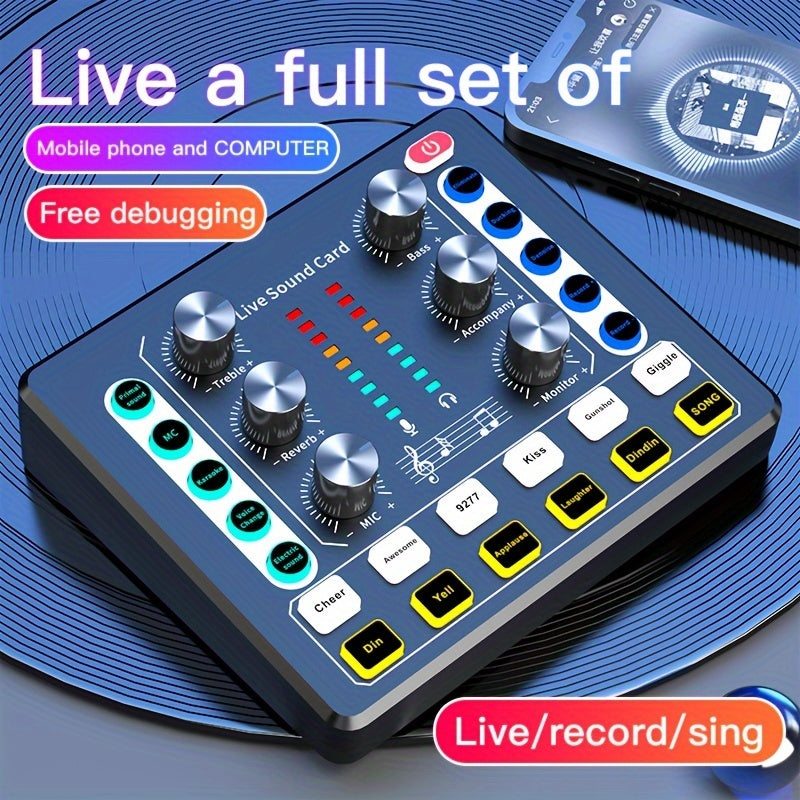 Interfaz de Audio Portátil para Podcasting y Streaming – Tarjeta de Sonido Todo en Uno con Preamplificador de Micrófono Premium, Alimentada por USB, Perillas y Botones Multifunción, Ideal para Grabación, DJ, Compatible con PC y Smartphone, Negro