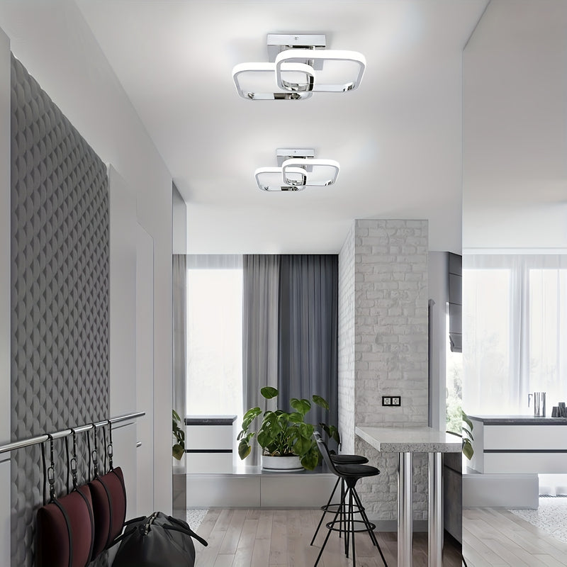 1 pieza de Luz de Techo LED Moderna - Metálica, Montaje Semi-Bajante, Aparato Desmontable, Incluye Herrajes de Instalación, No Requiere Batería, con Bombilla, 85V-265V, para Sala de Estar, Dormitorio, Isla de Cocina, Baño, Restaurantes, Cafeterías, Hotel