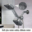 Combo de Cabezal de Ducha Cuadrado de Alto Flujo con Pulverizador de Mano - Montado en la Pared, Acabado Pulido, Configuración de Lluvia - Kit Completo de Mejora de Baño