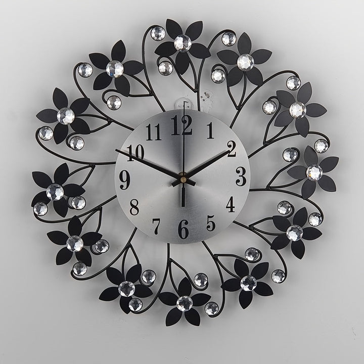 1 reloj de pared moderno minimalista con diseño floral - Gran patrón , números fáciles de leer, funciona con pilas (AA no incluidas) - para sala, dormitorio u oficina - decoración contemporánea, material duradero, ideal para diseñadores de interiores
