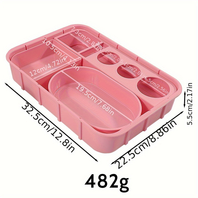 Organizador de Salón de Uñas de Gran Capacidad con Compartimentos - Estación de Desinfección Rosa, Bandejas Transparentes para Almacenamiento, Espacio Higiénico y Decorativo para el Hogar o Salón de Manicura