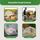 3pcs/6pcs Cubiertas Plegables Pop-Up para Alimentos - Mallas de Acero Plástico Reutilizables para Camping, BBQ y Picnics al Aire Libre - Antiinsectos, Seguras para Comida, Varios Tamaños (12.6”-18.5”), Blancas, Esenciales para Barbacoa, Protección Funcio