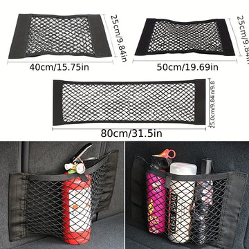 Organizador universal para respaldo de asiento de coche, malla elástica para asiento de maletero, pegatina mágica para fácil almacenamiento y limpieza, accesorios para coche, 1 ud.