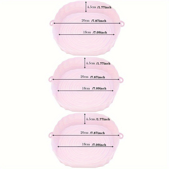 3 piezas de fundas de silicona para freidor de aire de 7,09 pulgadas, cestas reutilizables antiadherentes, accesorios para horno, fundas para sartenes, gadgets de cocina, cocina en casa.