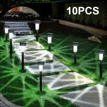 10pcs Luces Solares para Césped Decoración de Luces de Paisaje para Patio de Villa Luces Exteriores Luces de Jardín Luces de Suelo para Insertar