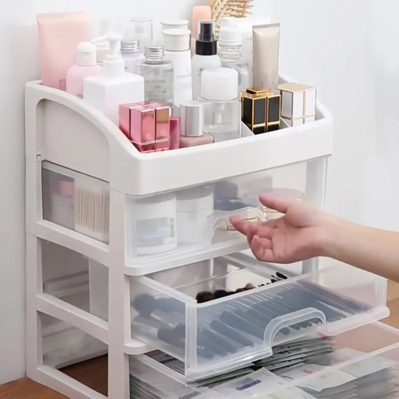 Organizador de Cosméticos Multicapa con Cajones - Caja de Almacenamiento Transparente para Maquillaje, Joyería - Regalo Ideal para Aficionados a la Belleza y Mujeres