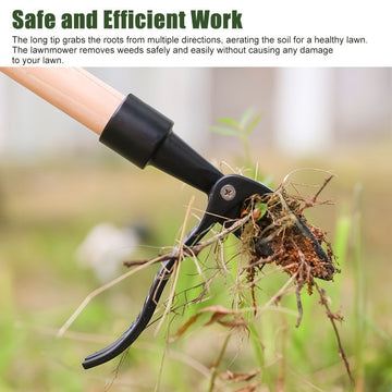Pulidor de malezas de acero manual de 3 secciones con cabeza de cuatro garras y mango largo - Diseño de poste ergonómico para la fácil eliminación vertical de malezas, no se requiere doblarse o arrodillarse, herramienta de jardín duradera de metal para e