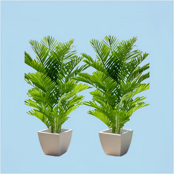2 Piezas de Palmeras Artificiales Grandes Duraderas 89.99 cm - Plantas Falsas Tropicales con 48 Hojas Grandes, Adecuadas para el Hogar - Sin Mantenimiento Requerido - Perfectas para Todo Tipo de Ambientes, Interior y Exterior - Ideales para Escenas de Am