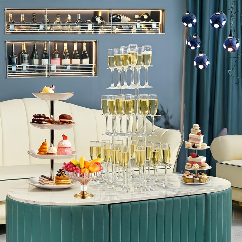 Soporte para Copa de Champán Acrílico, 1 Pieza - Exhibidor de Copas de Vino para Mesa, Ideal para Bodas y Fiestas