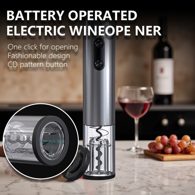 1 Unidad, Abrebotellas Eléctrico, Abrebotellas De Vino Con Batería, Cortador De Aluminio/indicador LED, Abrebotellas Automático Para Bar En Casa (sin 4 Baterías AA)