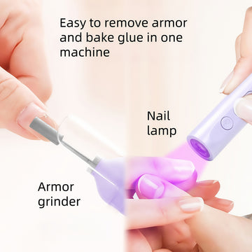 Drill de uñas eléctrico USB, kit de máquina de uñas portátil, pulidor de uñas y pies, equipado con iluminación LVD