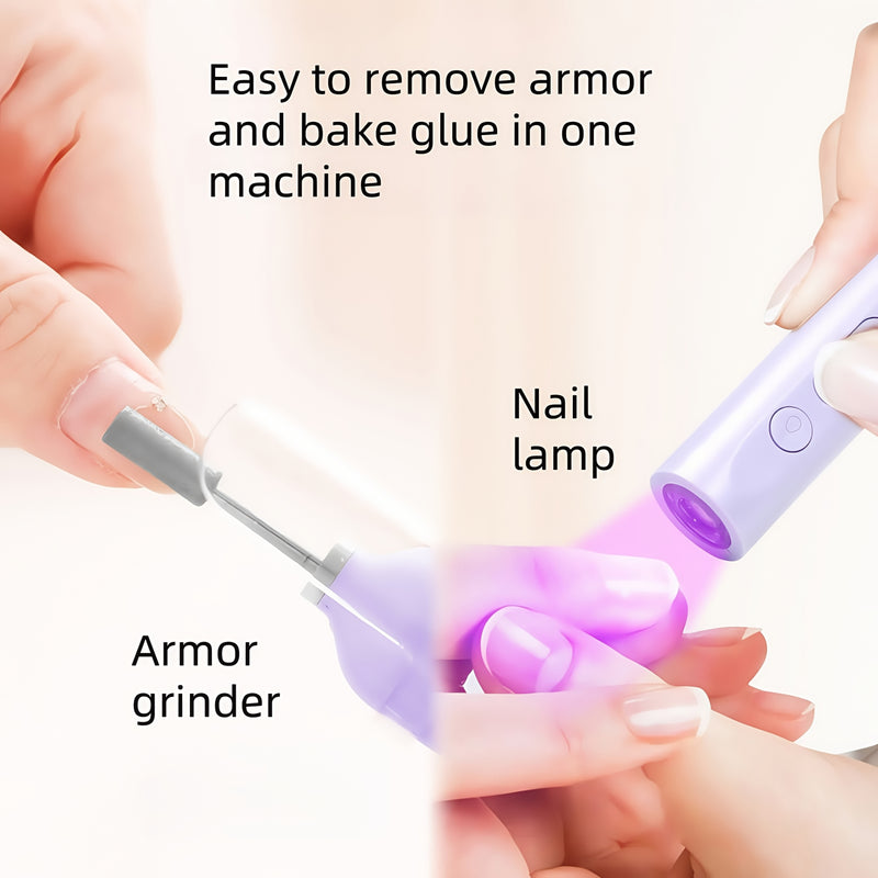 Drill de uñas eléctrico USB, kit de máquina de uñas portátil, pulidor de uñas y pies, equipado con iluminación LVD