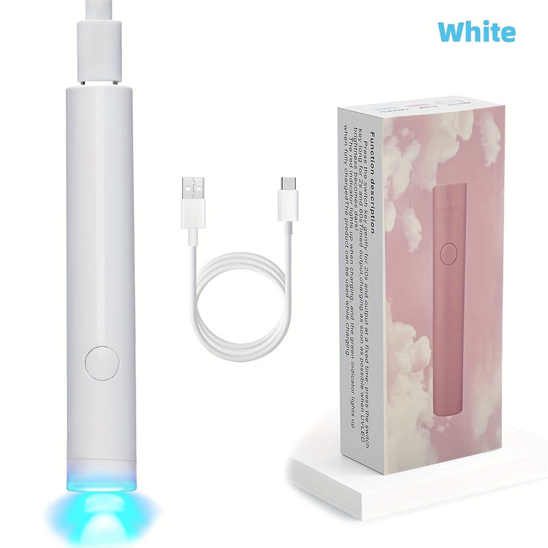 Lámpara de uñas LED con bolígrafo, portátil, para manicura, luz seca para uñas, blanco, para un dedo, lámpara de curado de gel LED, linterna mini, lámpara de uñas seca portátil.