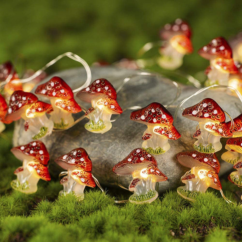 Lámpara de hongos con luces, lámpara de hadas con forma de hongo a pilas, guirnalda de luces con alambre de cobre ideal para decoración de jardín y festivales, 2m/6.6 pies, 3m/9.9 pies, decoración para Navidad y Halloween