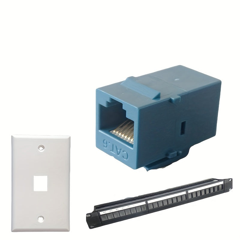 Conectores de red Powerline (paquete de 10) Femenino a femenino CAT.6 RJ45 Placa de pared para computadora Ethernet LAN