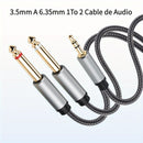 Cable de audio 3.5mm a 6.35mm 1 a 2, cable de audio de nylon con malla de aluminio de aleación 3.5mm, cable de audio de alta fidelidad de calidad de sonido 6.5mm, 3.5mm aplicable para PC, teléfono/tableta, MP3, 6.35mm aplicable para altavoz, guitarra, mi