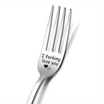 1pc "Te Amo Muchísimo" Tenedor de Acero Inoxidable Grabado - Pulido Espejo, Duradero y Apto para Lavavajillas - Regalo Romántico Ideal para Novio, Novia, Esposo, Esposa en Aniversario, Día de San Valentín, Cumpleaños, Navidad