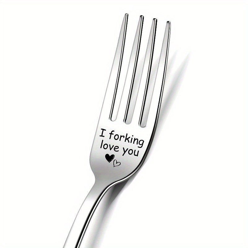 1pc "Te Amo Muchísimo" Tenedor de Acero Inoxidable Grabado - Pulido Espejo, Duradero y Apto para Lavavajillas - Regalo Romántico Ideal para Novio, Novia, Esposo, Esposa en Aniversario, Día de San Valentín, Cumpleaños, Navidad