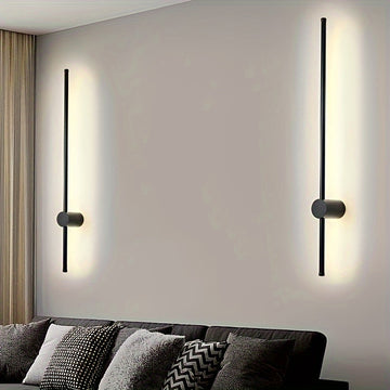 1pc Aplique de montaje semi empotrado LED moderno, luz de pared lineal larga para comedor, sala de estar, dormitorio, pasillo - Pantalla de metal, cableado 85V-265V, incluye fuente de luz, no requiere batería