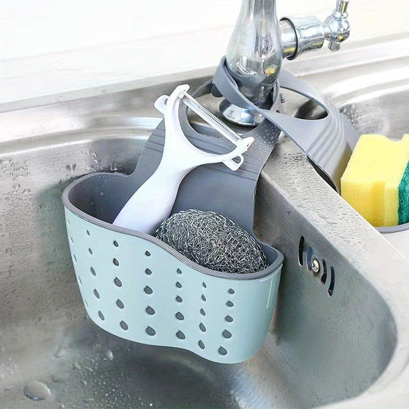 Conjunto de 2 piezas, Cesta para Desagüe de Fregadero de Cocina, Rejilla para Desagüe de Fregadero, Estante de Cocina, Rejilla Colgante Multifuncional para Desagüe, Rejilla Retráctil para Vajillas, Rejilla de Plástico para Fregadero, Canastas para Frutas