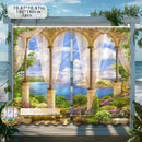 2 Piezas de Ganchos para Cortinas Exteriores, Estampado 2D con Vista a la Ventana para Decoración del Hogar y Privacidad, Ideal para Patio, Porche, Gazebó, Loft o Jardín en Primavera y Verano