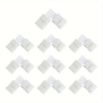 Conjunto de 5/10 piezas de Tiras LED sin Soldadura con Conector de Presión para Esquinas, Convertidor de Luz Monocromática Tipo Cinturón LT