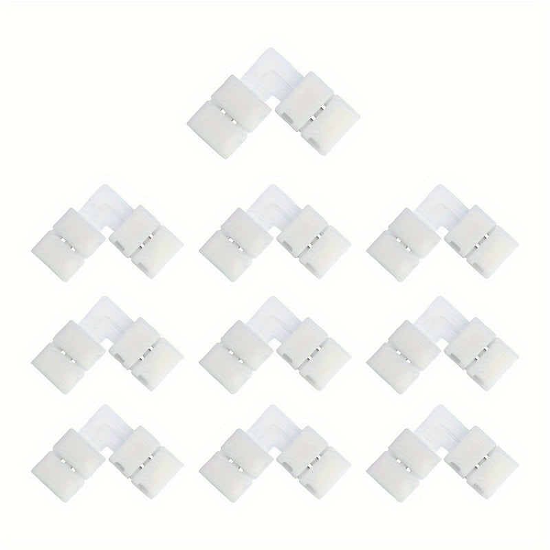 Conjunto de 5/10 piezas de Tiras LED sin Soldadura con Conector de Presión para Esquinas, Convertidor de Luz Monocromática Tipo Cinturón LT