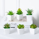 6 piezas - Combinación de plantas artificiales, bonsái verde suculento artificial para decoración interior, adorno de escritorio estilo nórdico, pequeña planta en maceta suculenta artificial, decoración del hogar