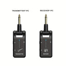 Sistema de guitarra inalámbrico de 2,4 GHz, receptor de audio recargable de 8 canales con carga USB-C, baja latencia para guitarra eléctrica, bajo y más, incluye amplificador, micrófono y accesorios para bajo y guitarra.