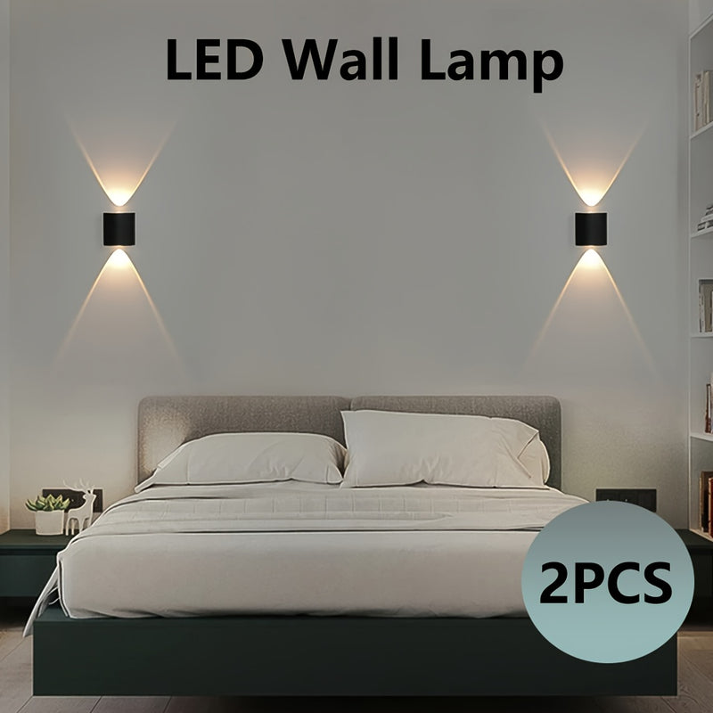 2 piezas de apliques de pared LED modernos, 2W 85-265V, lámparas colgantes de plástico semiempotradas con hardware de instalación, control de interruptor, diseño desmontable para uso en interiores/exteriores - negro y beige, lámpara de pared LED