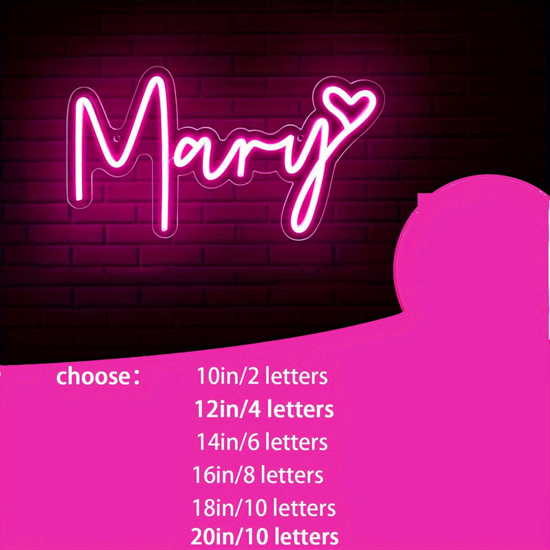 Letras de neón personalizadas con luces LED para decoración de bodas, cumpleaños y fiestas - Iluminación acrílica regulable con control de botón, alimentación USB, material plástico ≤36 V, no requiere batería.