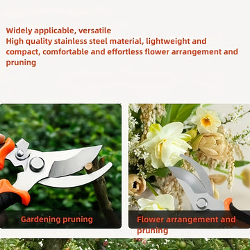 1pc Tijeras profesionales de acero inoxidable con mangos antropotécnicos y hojas finas de arena - 30% más eficientes en ahorro energético, ideales para ramas de árboles frutales y flores - diseño moderno sin baterías
