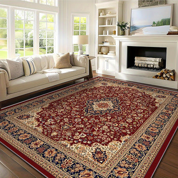 Alfombra de área de terciopelo de cristal bohemio de lujo, 100% poliéster, lavable a máquina, antideslizante, gruesa y esponjosa, estampado floral geométrico moderno para sala de estar, dormitorio, entrada - Uso en interiores