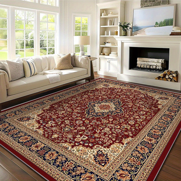 Alfombra de área de terciopelo de cristal bohemio de lujo, 100% poliéster, lavable a máquina, antideslizante, gruesa y esponjosa, estampado floral geométrico moderno para sala de estar, dormitorio, entrada - Uso en interiores