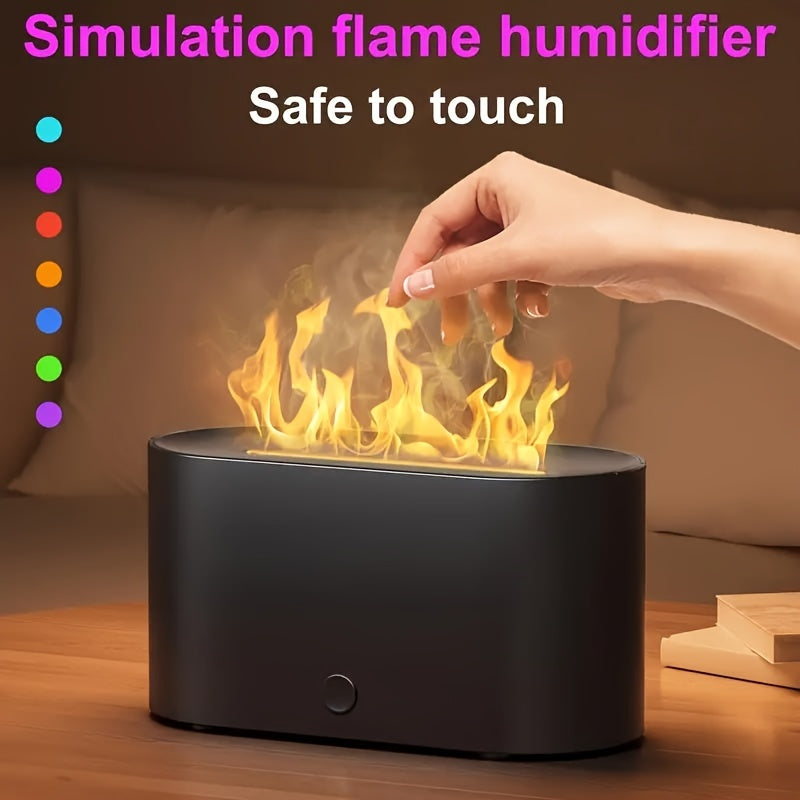 1pc Humidificador de llama simulada, diseño de humo en forma de llama simulada, utilizado en el dormitorio por la noche, aceite esencial se puede utilizar como difusor de aroma de aire, adecuado para el hogar, oficina, regalos, luces de ambiente