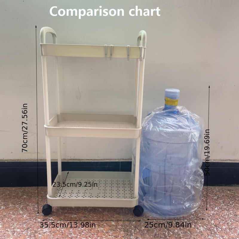 Carrito de Almacenamiento con Ruedas de 3 Niveles - Organizador de Plástico Blanco y Negro Versátil para Cocina, Baño, Dormitorio - No Requiere Montaje, Regalo Perfecto de Navidad, Organizadores y Almacenamiento para Baño