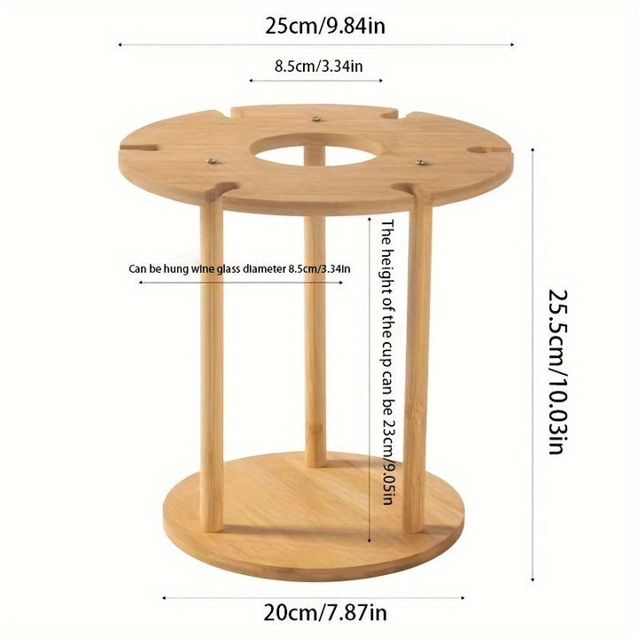 KDBT Estante de Vino Invertido Ahorrador de Espacio - Soporte Robusto para Botellas y Copas de Madera, Ideal para Cocina, Comedor o Bar en Casa - Organizador Elegante para Almacenamiento de Vinos, Decoración Versátil con Acabado Natural