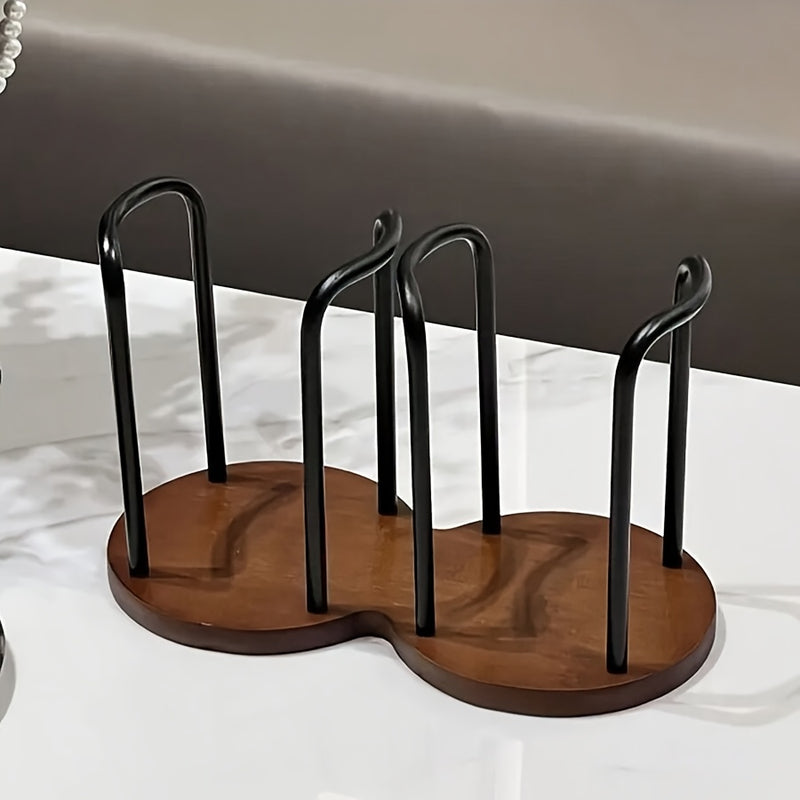 1 pieza, soporte de taza de madera elegante - Organizador de escritorio de estilo moderno con múltiples compartimentos, diseño elegante para tazas de café y té, perfecto para decoración del hogar o la oficina, tazas para decoración del hogar