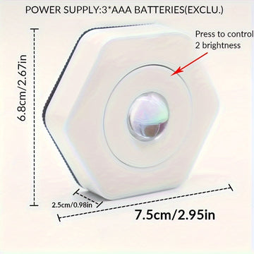1 Pieza, Luz De Proyección De Atardecer Con Forma Hexagonal De Ojo De Gato Blanco, Luz De Proyección De Atardecer LED Táctil Regulable, Iluminación De Gabinete Con Alimentación De Batería