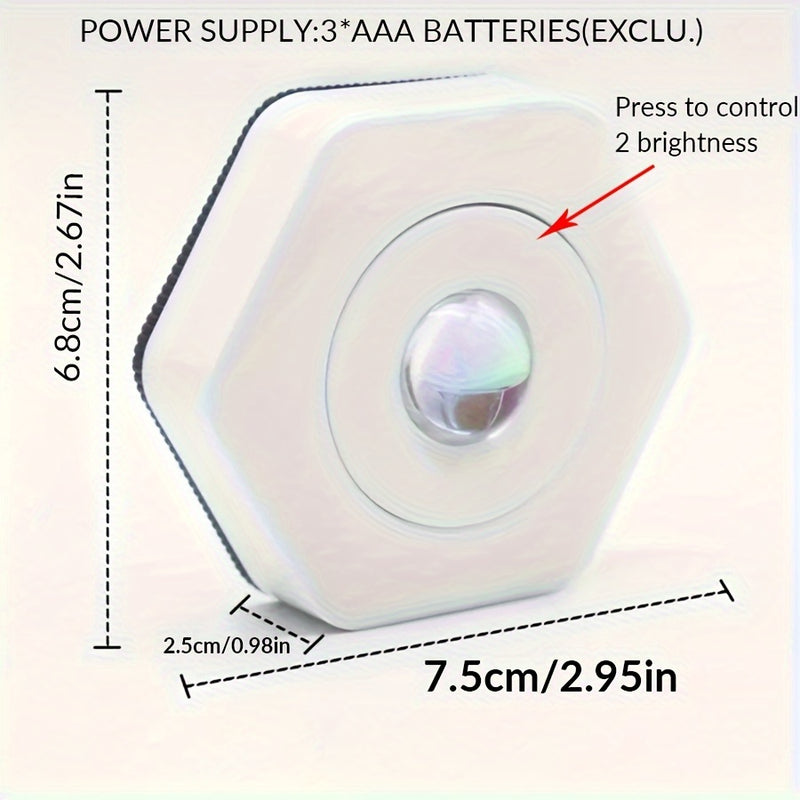 1 Pieza, Luz De Proyección De Atardecer Con Forma Hexagonal De Ojo De Gato Blanco, Luz De Proyección De Atardecer LED Táctil Regulable, Iluminación De Gabinete Con Alimentación De Batería