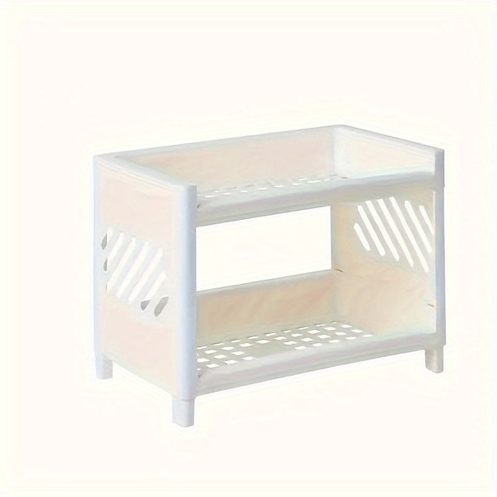 1 pieza de estante de almacenamiento de cosméticos de escritorio de doble capa, estante de exhibición para artículos varios en la mesa de comedor, organizador de especias de cocina y armario de utensilios de cocina.