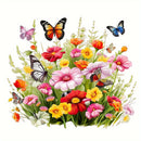 Calcomanía para Tapa de Inodoro de Flores y Mariposas - Pegatina de PVC Mate Reutilizable para Superficies de Baño de Cerámica, Forma Irregular, Arte de Pared Multiusos para Decoración del Hogar