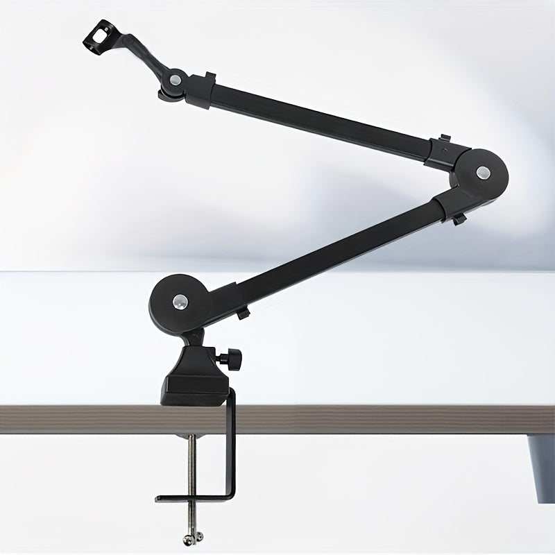 Soporte de micrófono profesional de hierro negro con brazo de armazón y gestión de cables - Estable y flexible, ajustable para transmisiones, podcasting, juegos y más - Ideal para estudio, escenario y uso de televisión, equipo de transmisión|Soporte de b