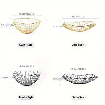 1pc Cesta de Frutas de Alambre Metálico Dorado – Resistente al Óxido, Diseño de Malla Creativa Antigoteo para Decoración de Cocina y Sala de Estar, Ideal para Almacenar Frutas