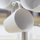 1pc Soporte de árbol de taza de acero inoxidable, acabado pulido, soporte de 6 tazas, con base antideslizante, para almacenamiento de tazas de café y té, mesa plana, encimera de cocina y mesa de gabinete