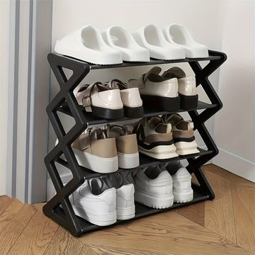 1 Juego de 4 Niveles de Estante de Zapatos Ahorrador de Espacio - Estante de Zapatos Duradero de PP, Fácil Montaje, con un Diseño Elegante y Sencillo, Adecuado para Vestíbulos y Dormitorios, Puede Albergar Zapatillas y Zapatos Casuales, Lavable a Mano