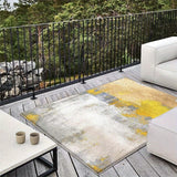 Estera de exterior de terciopelo ultra suave para ciervos estelares - Antideslizante, lavable en máquina, patrón geométrico en beige y amarillo, estera ligera y duradera para patio, camping y decoración del hogar, alfombras de exterior para patio