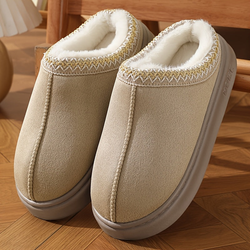 Zapatos Universales de Invierno para Mujer, Calzado Cálido con Suela Suave y Forro Peludo, Plantilla Gruesa de Tela EVA, Ideales para Interior/Exterior, Diseño Clásico y Económicos, ¡Regalo Perfecto!
