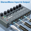 Mezclador de Audio de 6 Canales con Entrada y Salida Estéreo, Carga USB, Voltaje de Operación ≤36V, Negro - Ideal para Mezcla de Guitarra, Bajo, Teclado, Actuaciones En Vivo, Grabación de Estudio, Mezclador Musical